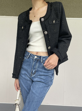 MASA 经典黑金色秋季新款小香风女外套春秋女士短外套高级感百搭