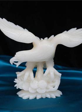 天然白玉老鹰摆件阿富汗玉雄鹰