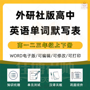 新外研社版高中英语词汇短语单词背诵默写表选择性必修一二三四必修一二三全册汉译英版英译汉版表格版式单词表电子版资料word版