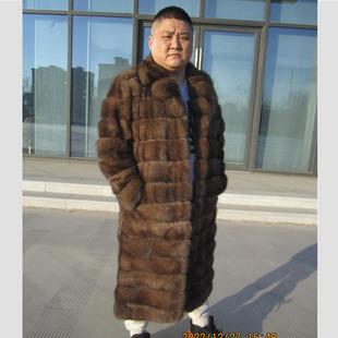 专业皮草加工厂定制2025时尚 高档紫貂男装 流行素 外套长款 秋冬男士