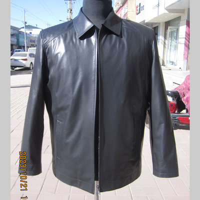 胎牛皮衣水貂皮新款派克服男款防寒柔软平滑光亮挺皮草爸爸皮夹克