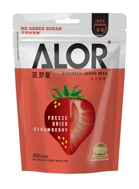 亚罗星ALOR马来西亚原装进口水果脆果干草莓干零食冻干草莓35g/袋