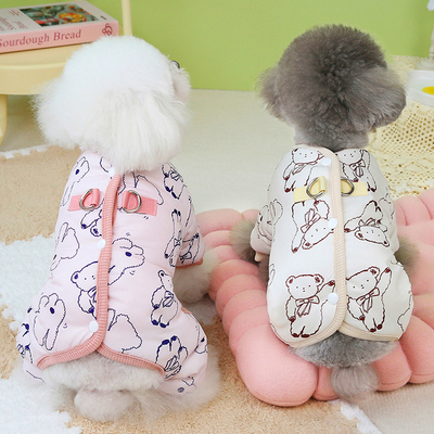 狗狗衣服加厚保暖四脚棉衣冬装秋冬后背开扣宠物小型犬猫泰迪比熊