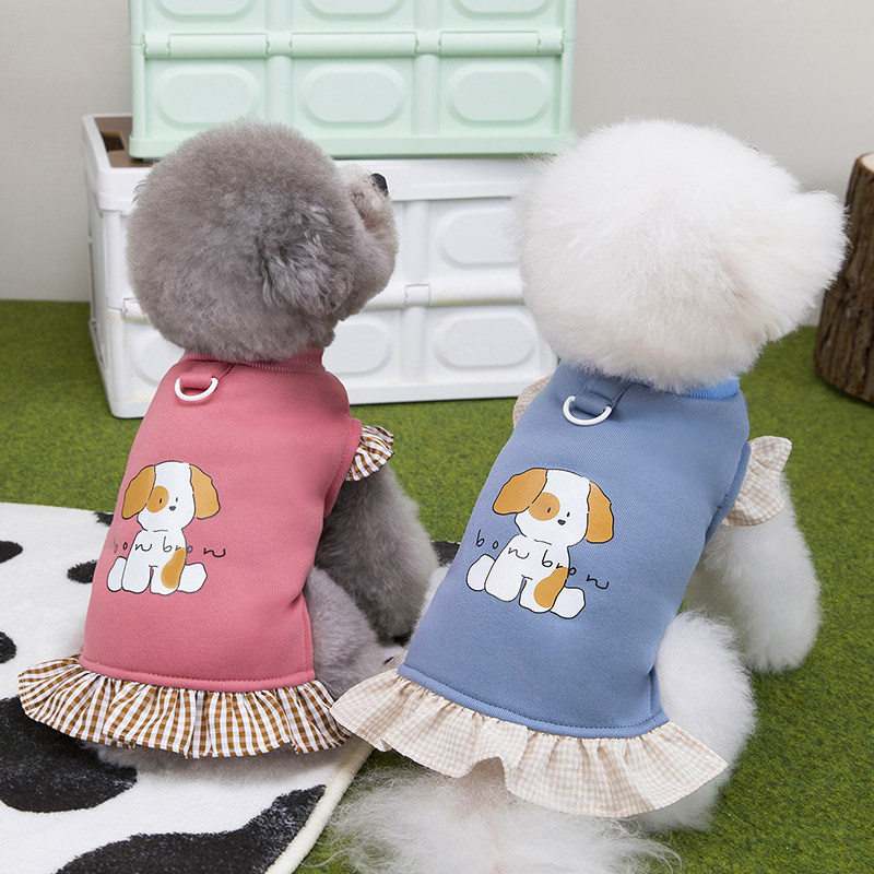 狗狗衣服秋装保暖卡通卫衣裙子秋狗宠物服装/雨衣
