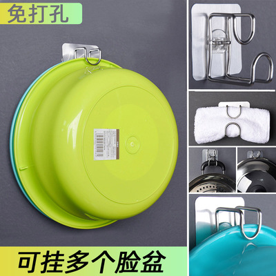 卫生间吸盘粘钩洗脸盆收纳架