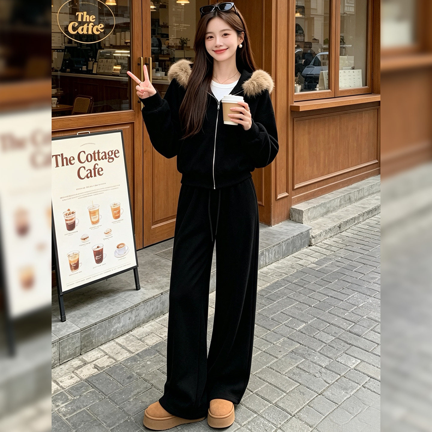 减龄穿搭宽松休闲运动套装女秋冬