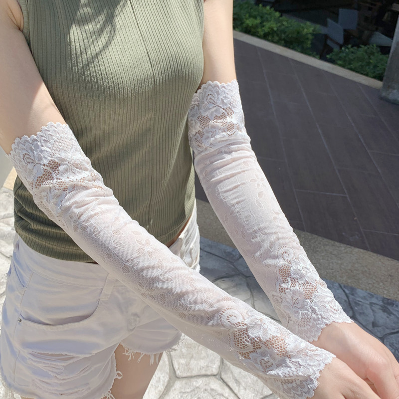 防晒护臂套袖女夏季蕾丝时尚潮流假袖子薄款手臂套骑车开车神器
