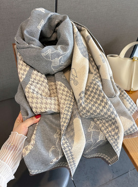 秋冬季双面加厚仿羊绒百搭女围巾