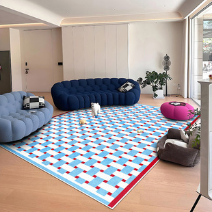 2025新款奶油风蓝色地毯客厅免洗可擦多巴胺温馨房间布置卧室防水
