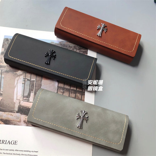 便携时尚复古纯色大气框架墨镜盒