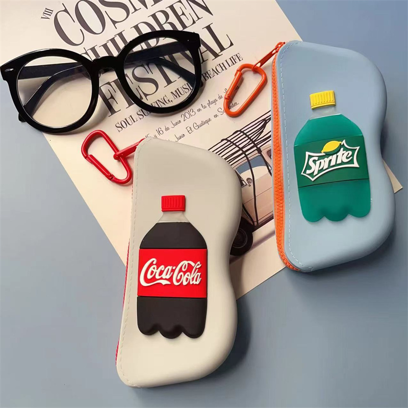 可乐雪碧便携眼镜盒收纳包硅胶太阳镜墨镜眼镜袋可挂防水化妆包