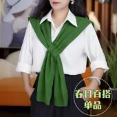 45cm 针织纯色系小披肩春简约百搭洋气外搭懒人交叉坎肩 韩版