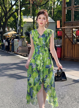 【张小小】【有里布】26夏时尚潮流连衣裙女修身气质中长裙D7514