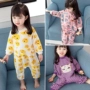 Túi ngủ cho bé gái Xiêm 2 bộ đồ ngủ cho bé mùa xuân và mùa hè 1-3 tuổi cotton mỏng phần 5 trẻ em chống đá lạnh 4 dịch vụ tại nhà - Áo liền quần áo liền quần bò sữa cao cấp