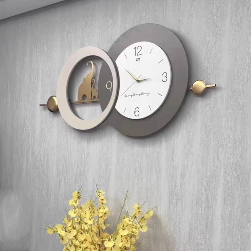创意高端大气静音钟表 现代简约轻奢艺术时钟 客厅背景装饰挂钟