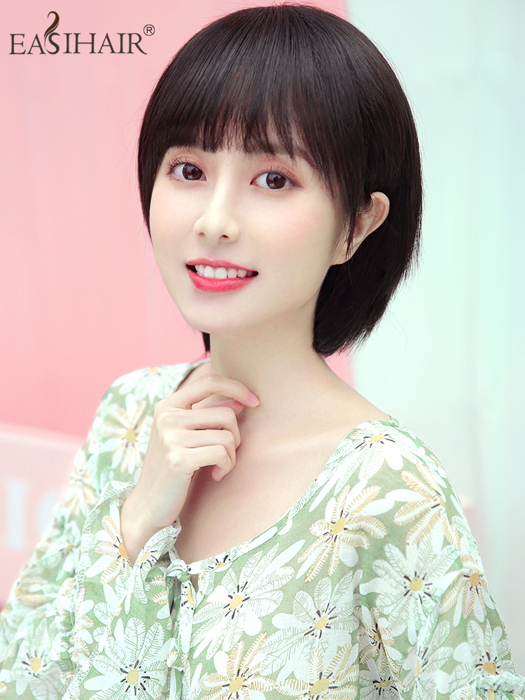 Wig Female Short Hair Round Face Bobo Head Ear Short Hair Fluffy Wig