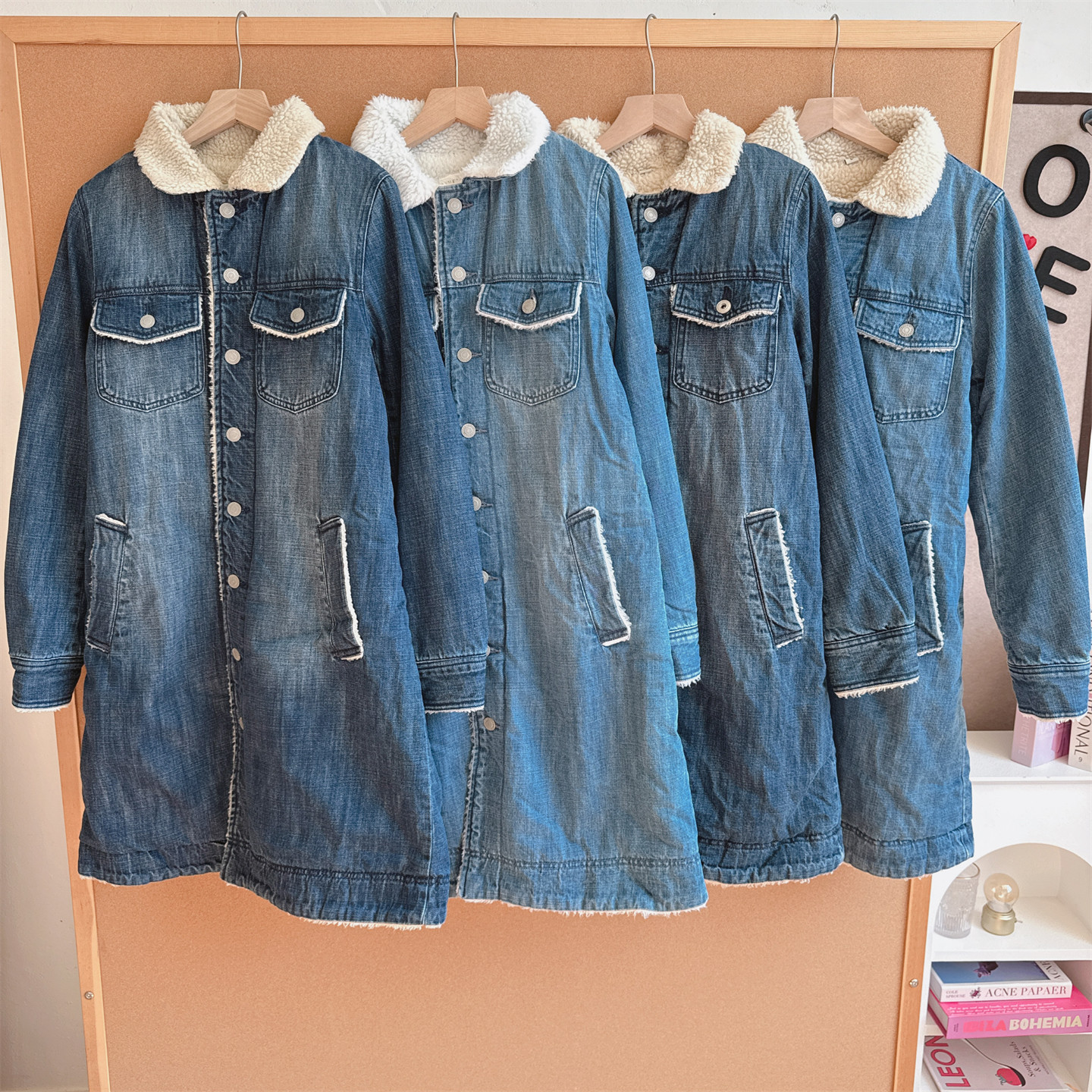 原单方领翻毛牛仔中长款风衣女士精品显瘦时尚百搭经典秋冬,女装/女士精品,棉衣/棉服,淘宝优惠券,粉丝福利购,淘宝优惠卷