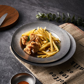 美式 复古餐具304不锈钢盘意面盘西餐盘做旧餐盘深盘圆盘沙拉盘子