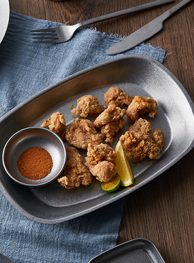 复古工业风餐具牛排餐盘不锈钢托盘薯条炸鸡盘美式马口铁盘小吃盘