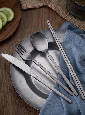 复古怀旧餐具西餐牛排工业风刀叉勺三件套304不锈钢筷子勺子套装