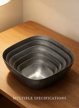 复古做旧304不锈钢盘多功能盘方形盘创意餐具高级感餐盘西餐菜盘