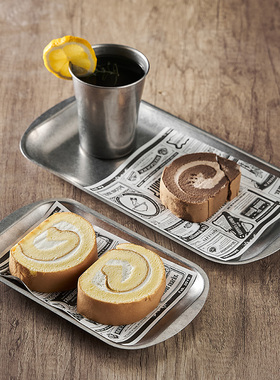 复古餐盘手冲咖啡托盘长方形食品级不锈钢盘茶水盘甜品盘子高级感