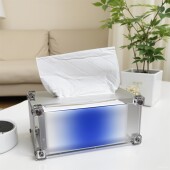 创意渐变装 饰光轴纸巾盒家用抽纸盒磁吸纸盒亚克力桌面抽纸收纳盒