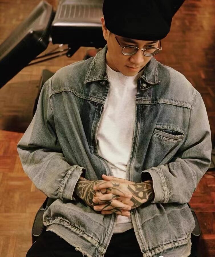 23ss余文乐底特律夹克日产水洗破坏长袖牛仔夹克外套补丁男女款潮