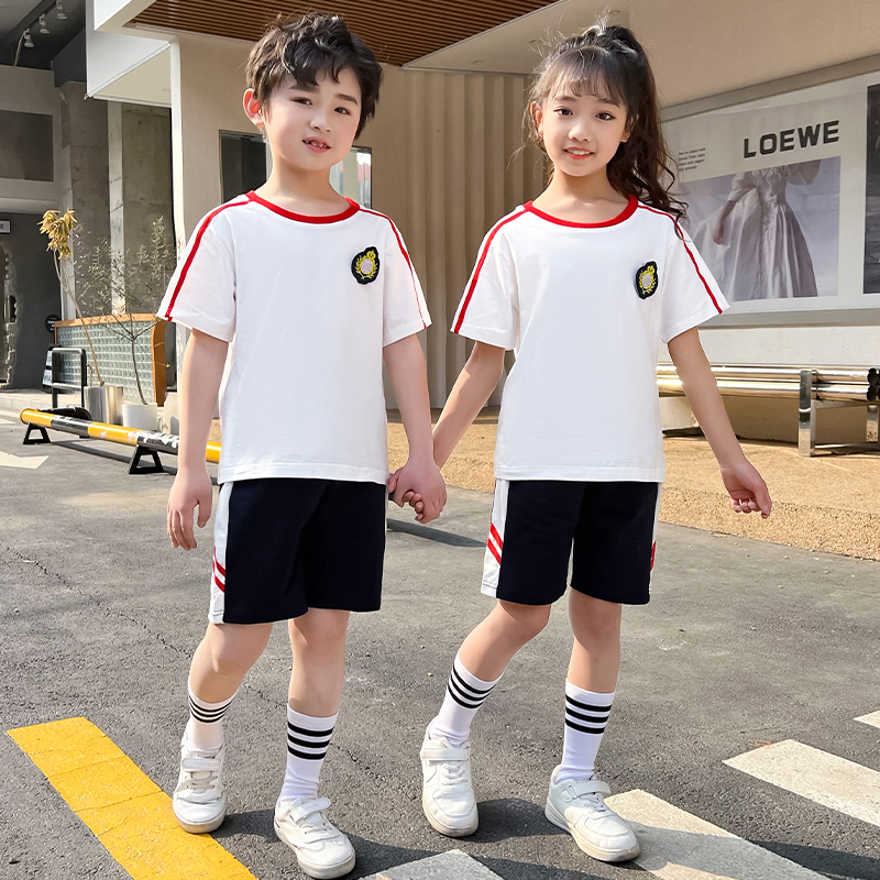 幼儿园园服夏装儿童运动会班服套装夏季短袖圆领毕业照小学生校服