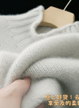 一看就是R0W！及简~经典~高品！100纯羊绒衫宽松高领女小个子短款