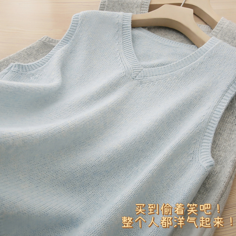 老客福利!T恤的价格买羊毛衫!V领针织背心女直筒叠搭2025秋季新