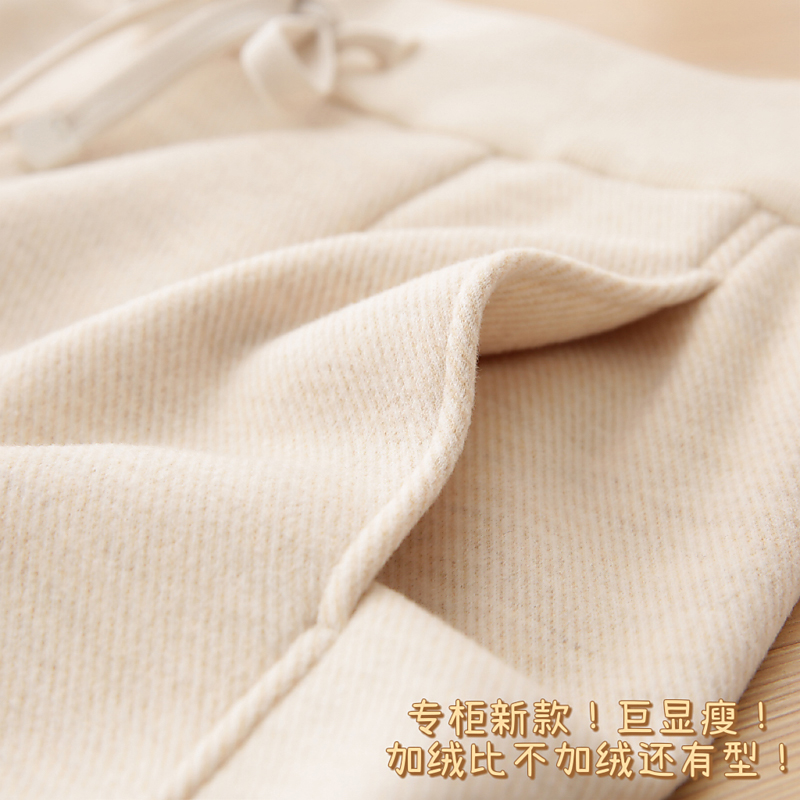 专柜新款！裤型好到不敢承认加了绒！保暖显瘦直筒微阔腿毛呢裤女