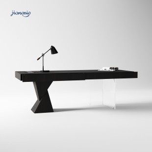 意式极简书桌设计师家用客厅沙发后实木办公桌书房电脑桌可定制