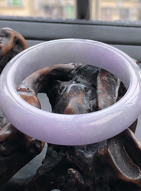 自然光实物拍/51圈缅甸老坑料天然翡翠A货紫罗兰正圈手镯45.10g