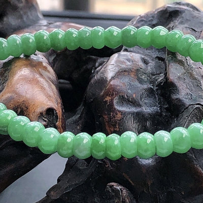缅甸天然A货翡翠阳绿算盘珠手串