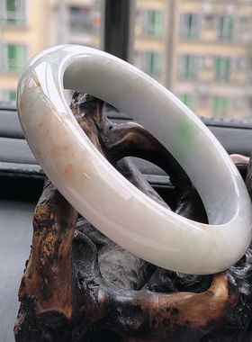 自然光实物拍摄/56圈缅甸天然翡翠A货特色手镯62.90g老坑带证书