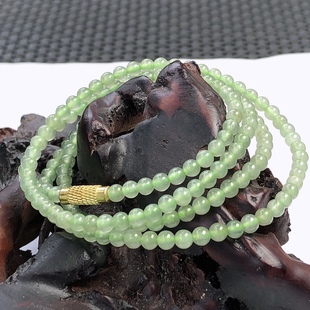 自然光实物拍/缅甸天然A货翡翠冰种圆珠项链15.50g老坑细绿
