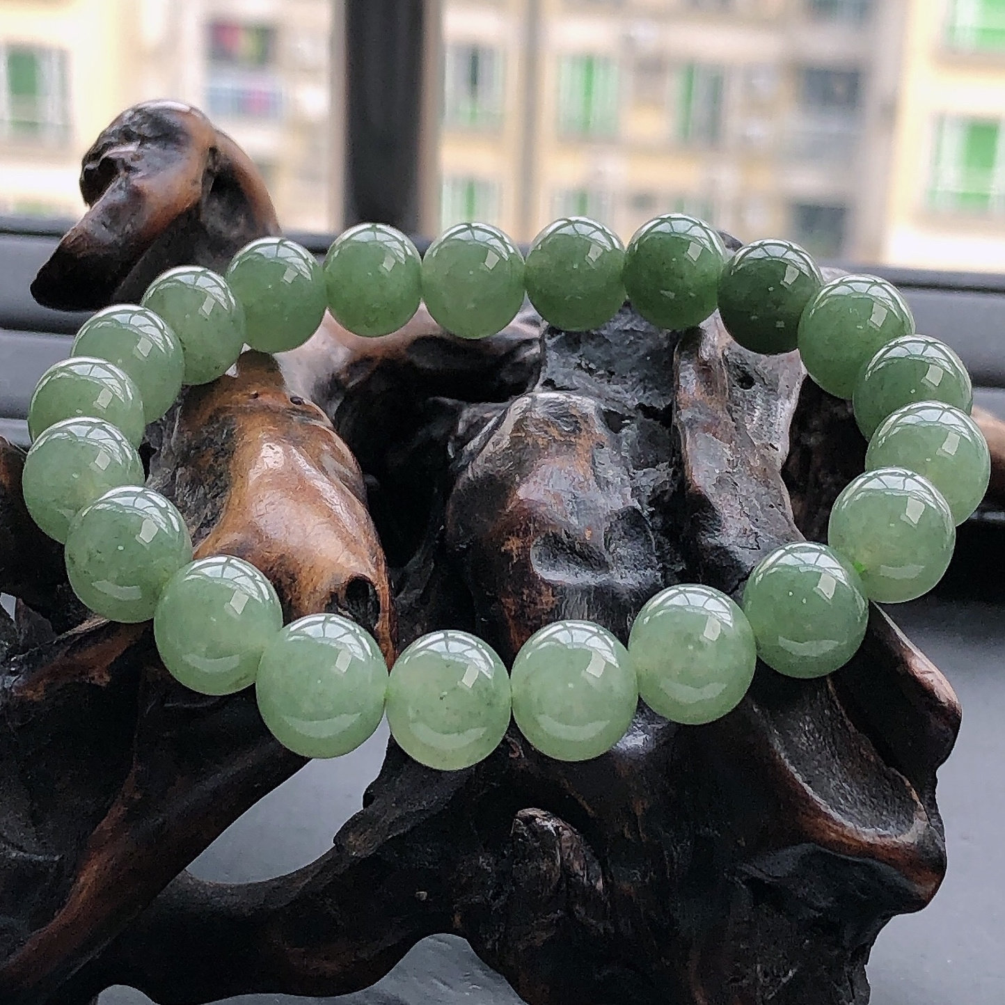缅甸天然翡翠A货好种水圆珠手链