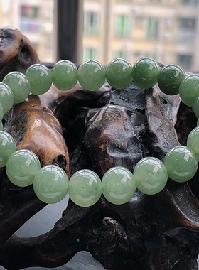 自然光实物拍/缅甸天然翡翠A货好种水圆珠手链手串32.25g老坑散珠