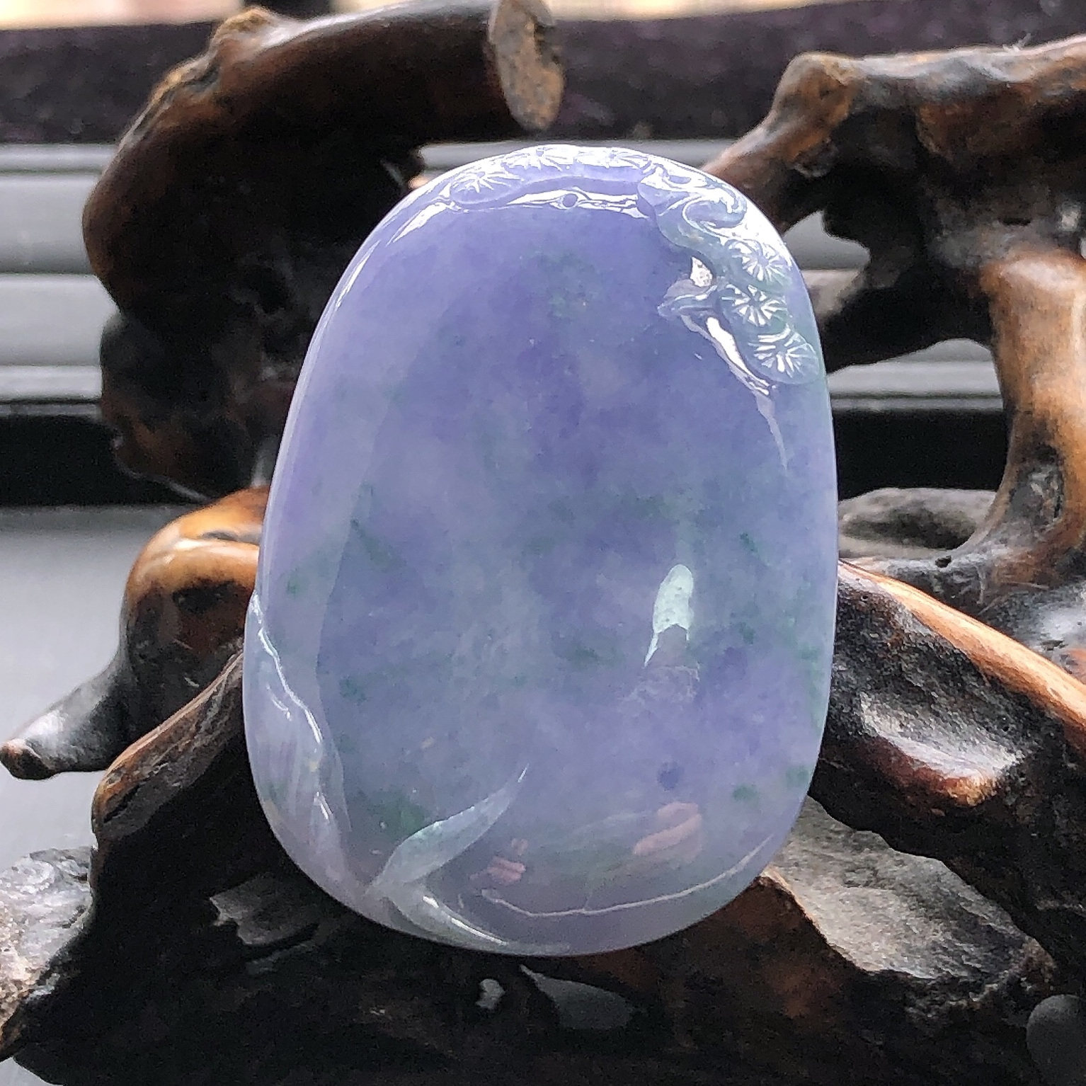 自然光实物拍摄/缅甸天然A货翡翠紫罗兰福瓜挂件24.29g老坑挂坠