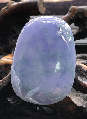 自然光实物拍摄/缅甸天然A货翡翠紫罗兰福瓜挂件24.29g老坑挂坠