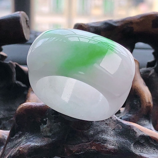 自然光实拍/缅甸天然翡翠A货圈口21mm26号马鞍戒指/指环14.29g