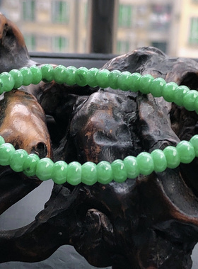 自然光实物拍/缅甸天然A货翡翠满阳绿算盘珠手串手链11.42g老坑