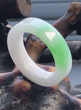 自然光实拍/缅甸天然翡翠A货飘阳绿圈口16.5mm12号戒指/指环3.72g