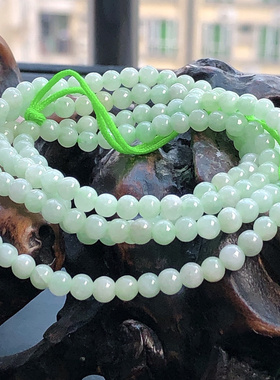 自然光实物拍/缅甸天然A货翡翠圆珠小米珠挂件链17.40g带证书老坑