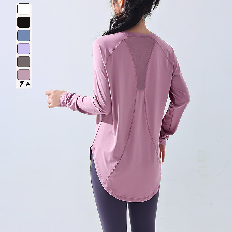 宽松T恤女健身上衣跑步T恤瑜伽服罩衫速干长袖外穿遮臀运动健身服,运动服/休闲服装,健身衣,淘宝优惠券,粉丝福利购,淘宝优惠卷
