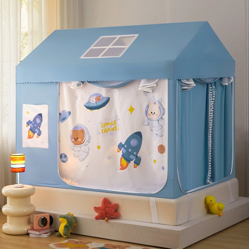 遮光床帘布蚊帐防摔婴儿童全底防掉卧室床幔女孩公主床帐篷蒙古包