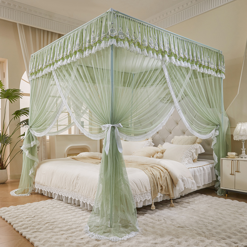 三开门外穿杆蚊帐公主风家用卧室