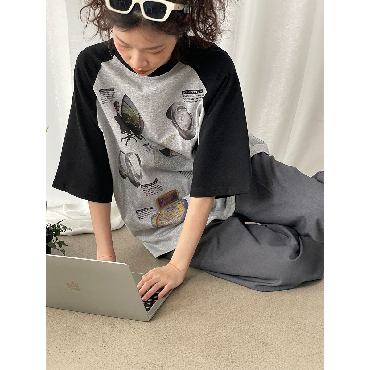 Sleepzoo 23SS 韩国小众复古插肩袖T恤女 夏季慵懒百搭宽松BF上衣,女装/女士精品,T恤,淘宝优惠券,粉丝福利购,淘宝优惠卷