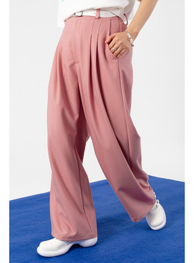 Sleepzoo 22SS 莫兰迪色纯色百搭宽松BF阔腿裤休闲直筒西装长裤女